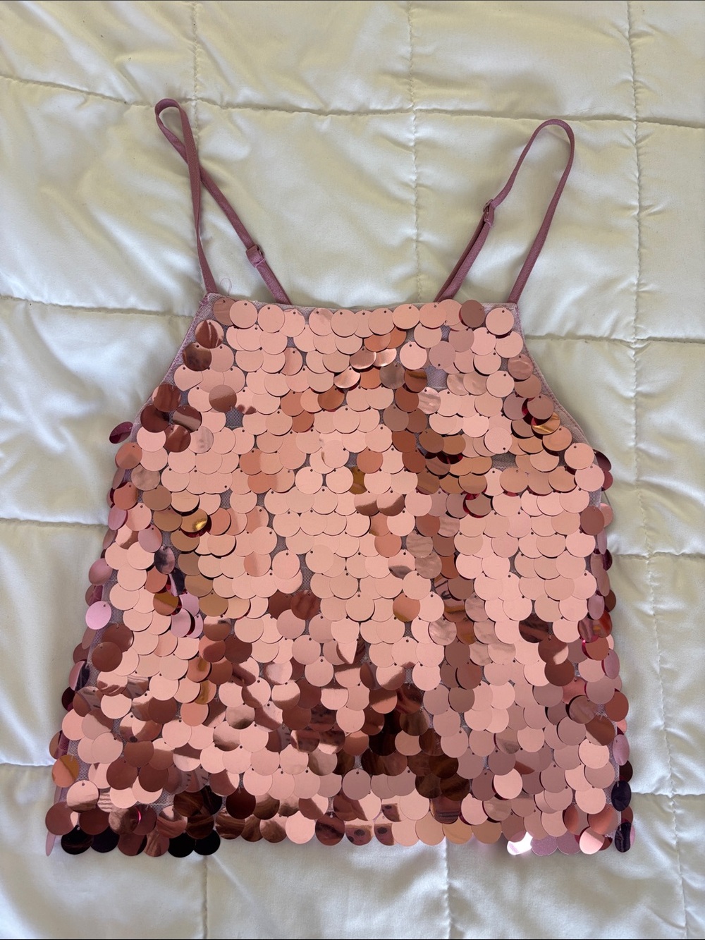Sequin Halter Tank Top - Rose Pink *Can Wear as Set